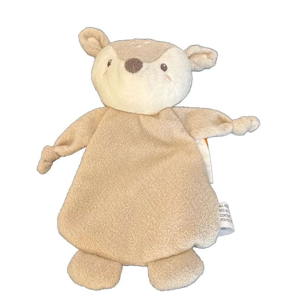 Baby Just Born Fox Beige Lovey Plush Security‎ Blanket Woodland Rattle Teether